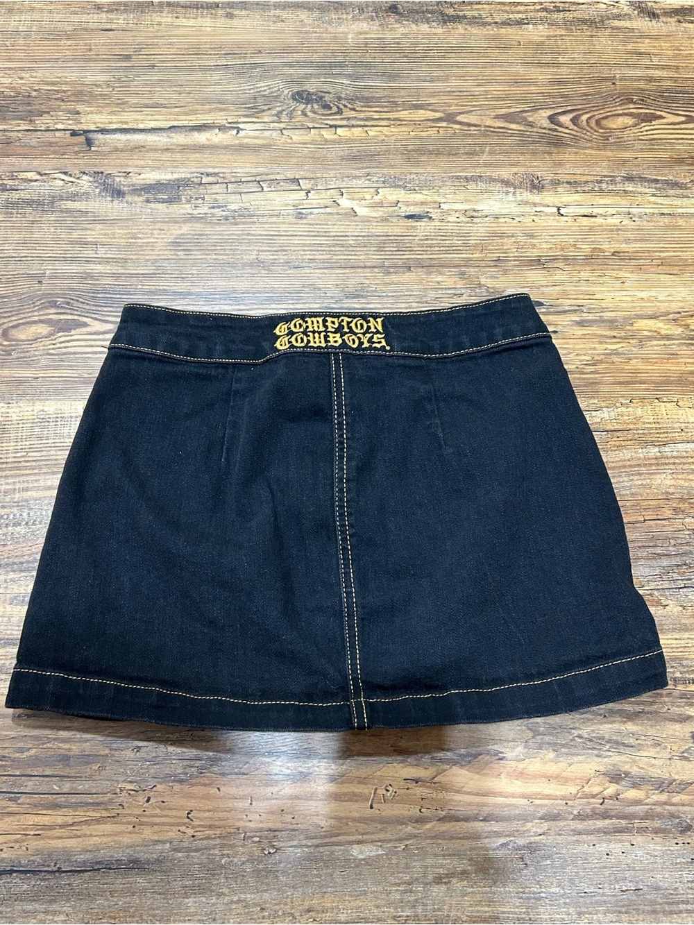 Compton Cowboys x Forever21 Black Western Mini Skirt W/Gold Embroidered Detail - Picture 2 of 5